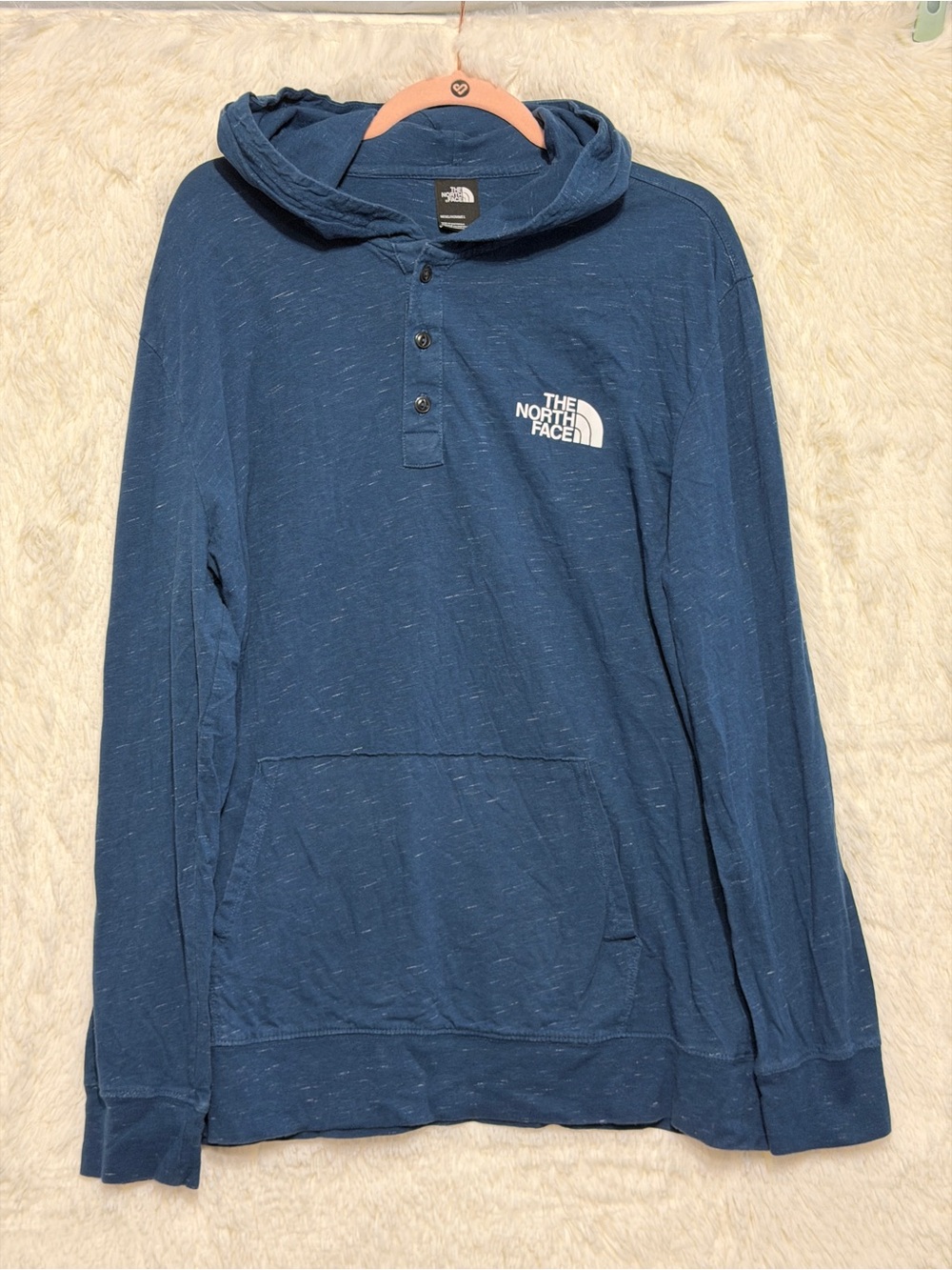 The North Face Mens Long Sleeve Henley Hooded Tee Size XL Blue Hiking Outdoors